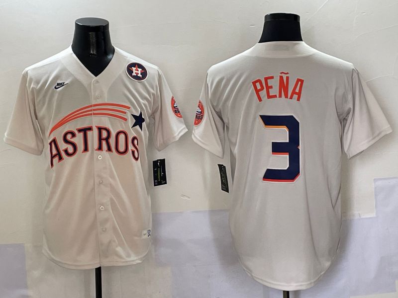 Men Houston Astros #3 Pena Cream Five generations Joint Name 2025 Nike MLB Jersey style 10